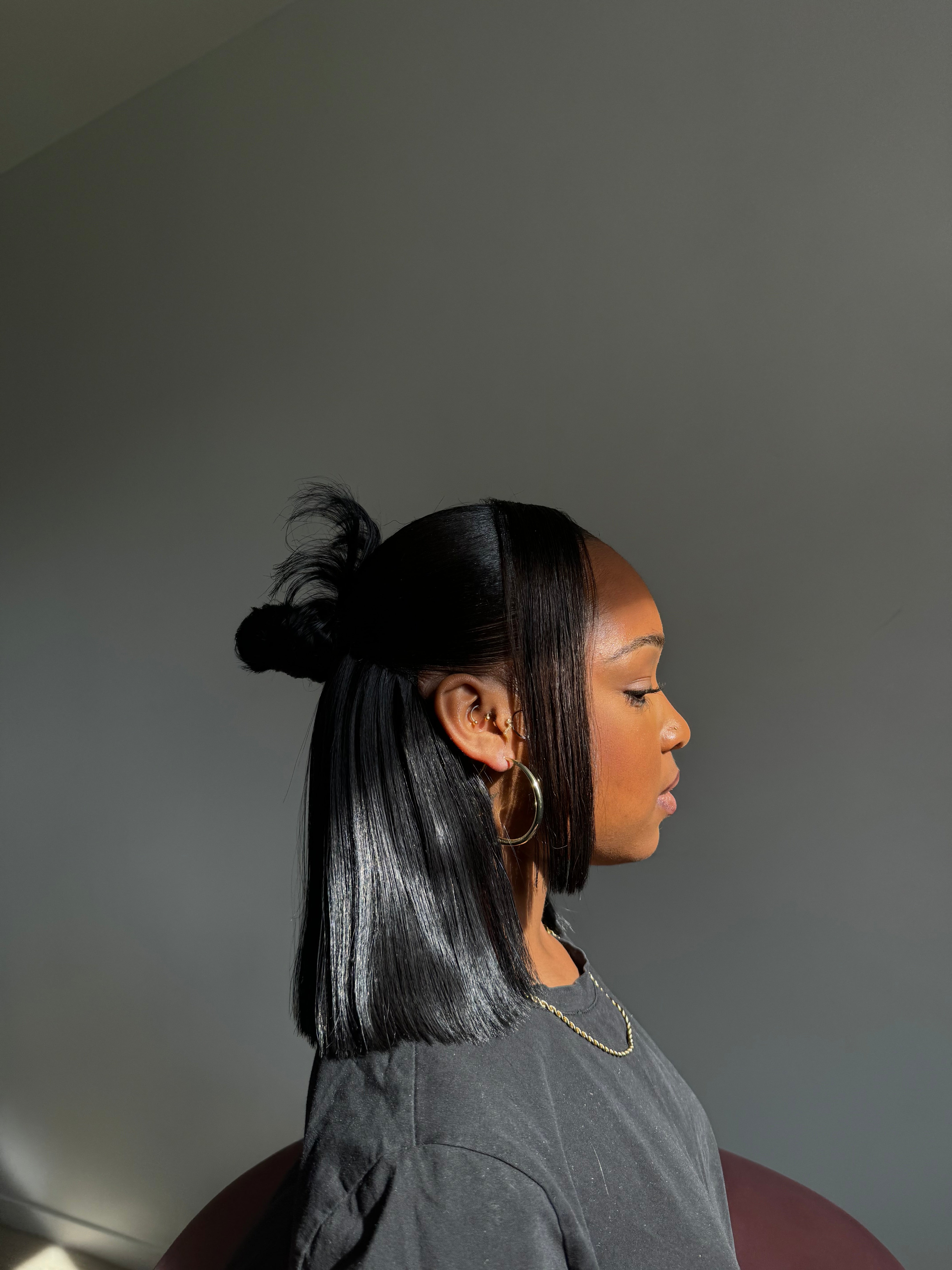 Demi-tête + frange et mèche coloré